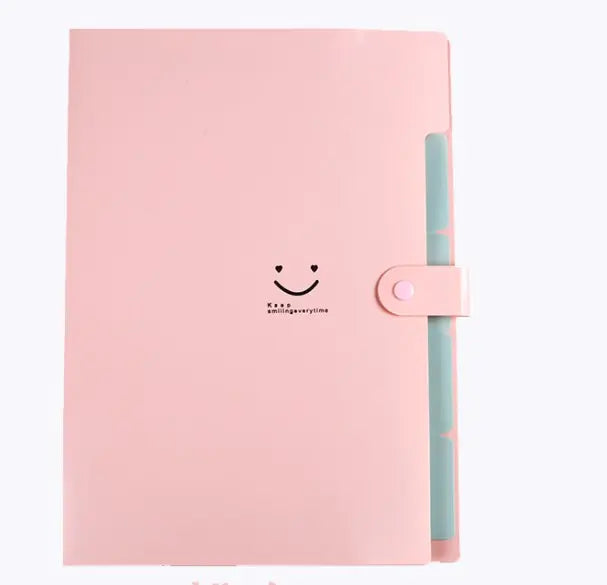 A4 Multi-layer Candy Color Button File Bag for Students