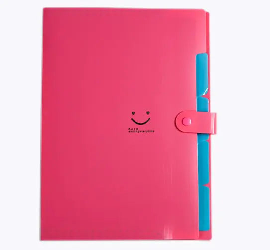 A4 Multi-layer Candy Color Button File Bag for Students
