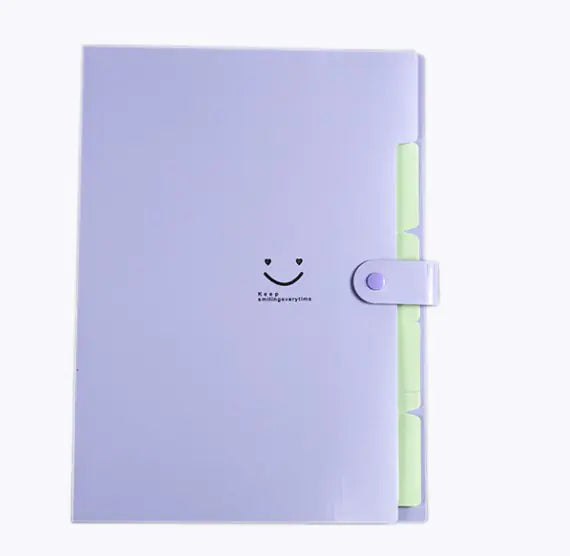 A4 Multi-layer Candy Color Button File Bag for Students